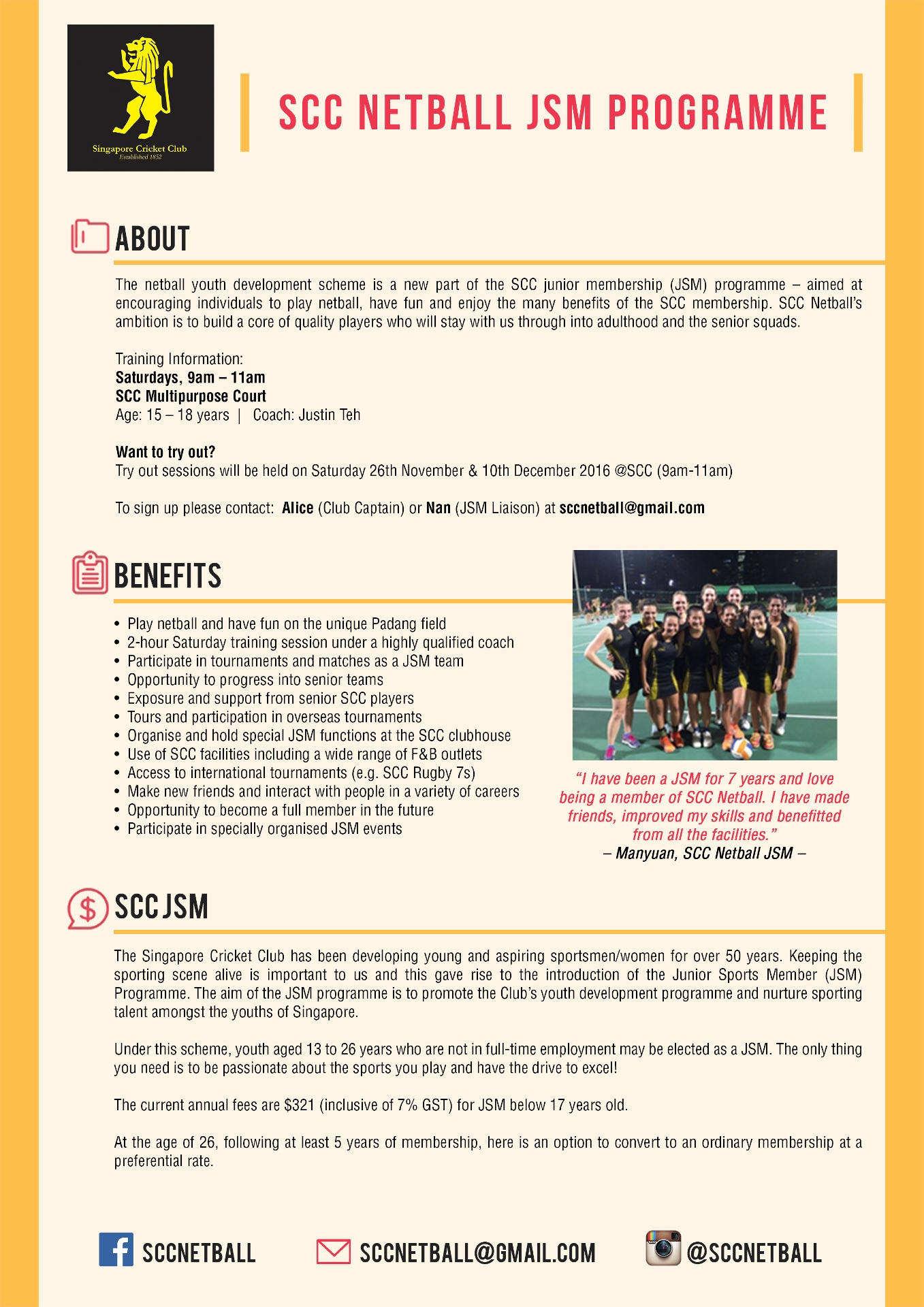 SCC NETBALL JSM PROGRAMME