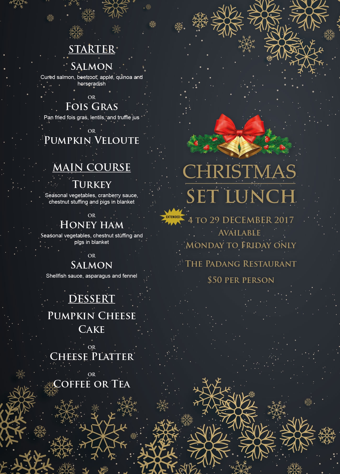 CHRISTMAS SET LUNCH (4-29 DEC 2017)