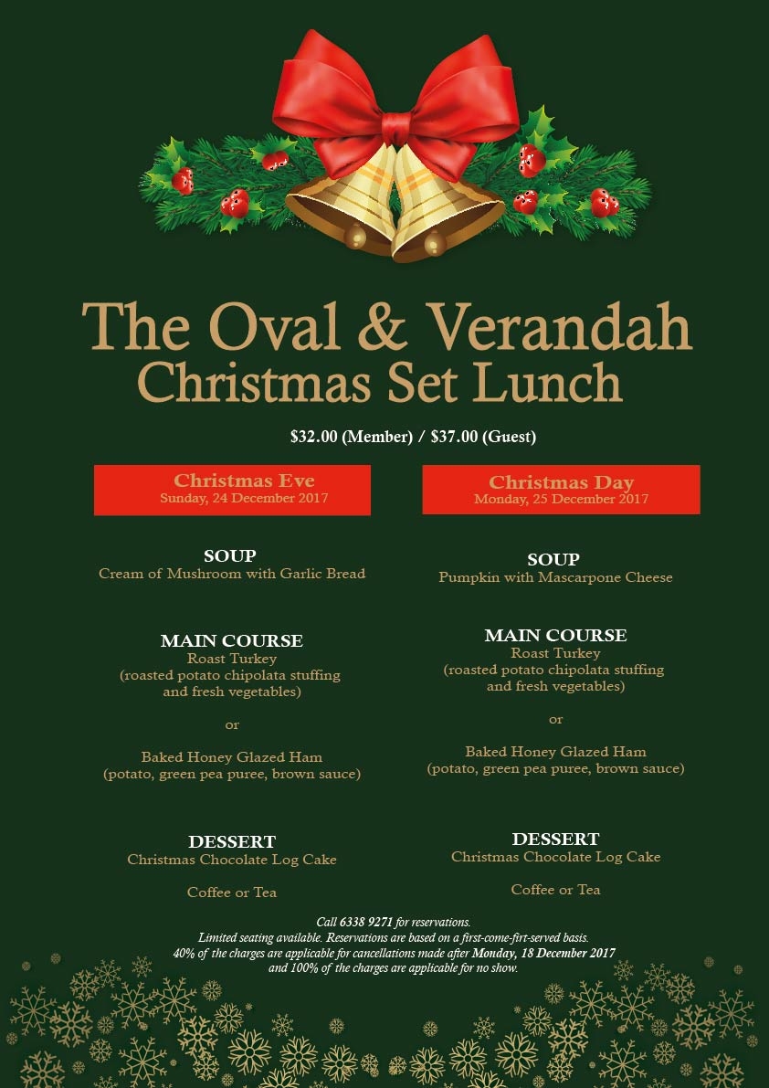 THE OVAL AND VERANDAH CHRISTMAS SET LUNCH